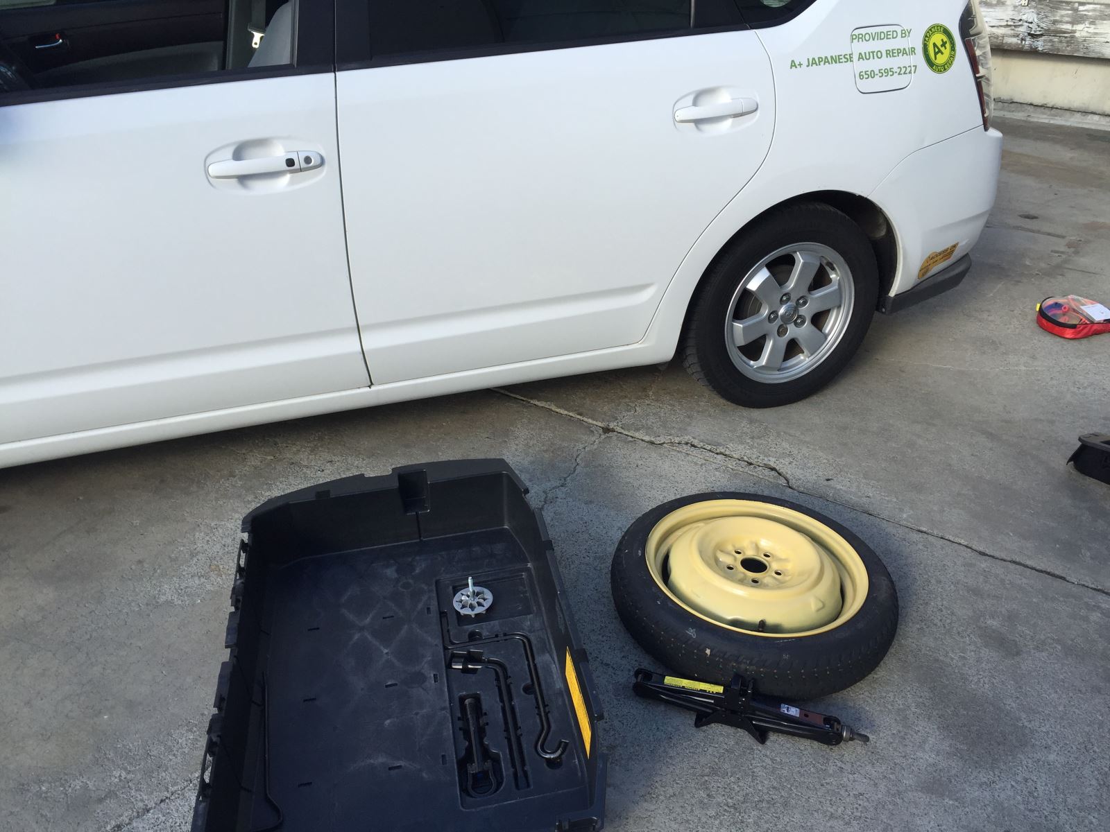 Spare tire and tools removed